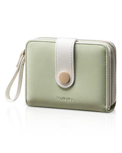 Women's Wallet Slim Leather Bifold Card Wallet for Women Small Compact Women's Purse Credit Card Holder with ID Window, Coins Zipper Pocket and Lanyard