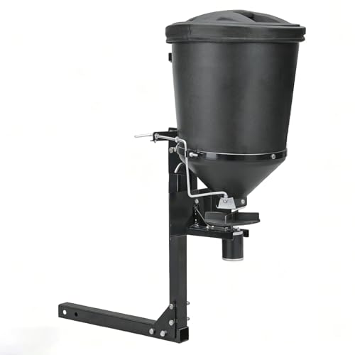 Pschimit.W UTVS16 UTV Broadcast Spreader Fits for Salt Grass Seed Fertilizer Deer Feeder Seed and More All Season Spreader 150 lb. Capacity Black