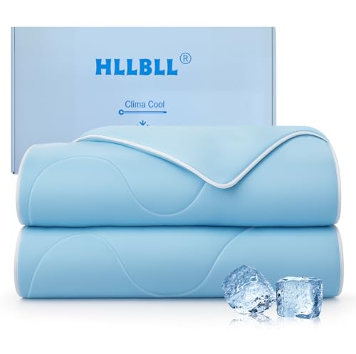 HLLBLL® Cooling Comforter, Ultra Cold Fiber Technology, All-Season Lightweight Blanket to Quickly Cool Down,Deep Sleep Throughout The Night (Aqua Blue, Full/Queen (90