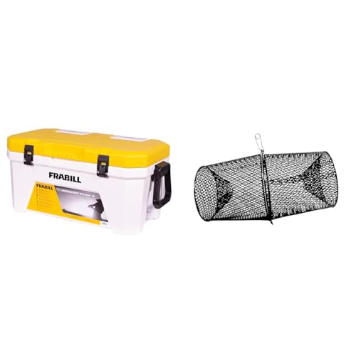 Frabill Magnum Bait Station 30 Quart Cooler with Dual Aeration and Crawfish Trap Bundle