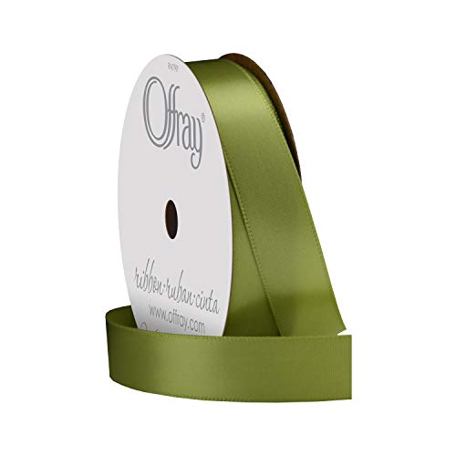 Image of Berwick Offray 980590 5 /8 inch Wide Single Face Satin Ribbon, Lemon Grass Green, 6 Yds