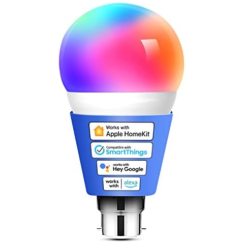 meross Smart Bulb Smart Bulb Alexa Light Bulb B22 Compatible with Apple Homekit, Alexa, Google Home, Siri Voice Control Dimmable Multicolor LED Light Bulb Equivalent 60W Cover
