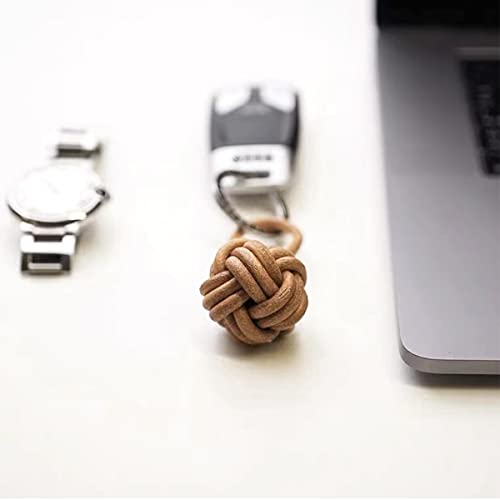 Leather Tassel Keychain Hand Woven Ball Braided Leather Rope Fob Charm，Personalized Key Holder Charm Pendant，Brass Key Ring. #TOP7