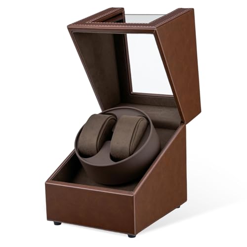 Mcbazel Caja Giratoria para 2 Relojes,Watch Winder Automático Caja Giratoria para Relojes de Pulsera con 2 Ranuras, Diseño de Piel de Cocodrilo - Marrón Mcbazel Caja Giratoria para 2 Relojes,Watch Winder Automático Caja Giratoria para Relojes de Pulsera con 2 Ranuras, Diseño de Piel de Cocodrilo - Marrón