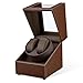 Mcbazel Caja Giratoria para 2 Relojes,Watch Winder Automático Caja Giratoria para Relojes de Pulsera con 2 Ranuras, Diseño de Piel de Cocodrilo - Marrón