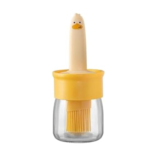 Image of Plastic Oil Dispenser Bottle 200ml, Glass Bottle with Silicone Brush, Leakproof Transparent Jar, Container for Cooking Oil for Kitchen