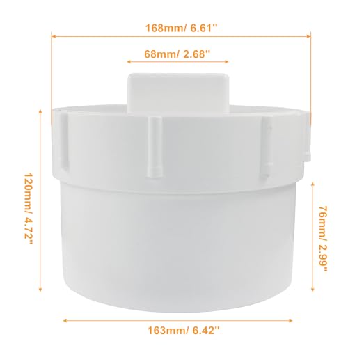 Image of 6 Inch PVC Sewer Cleanout Adapter with Plug Pipe Fitting, DWV Flush Sewer Cleanout Cap for Outdoor Garden, RV, Drainage Piping System