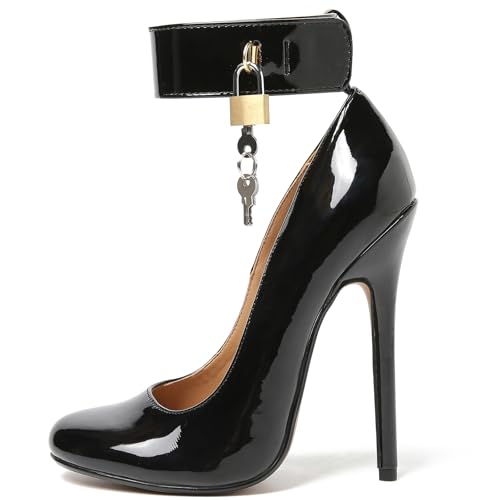 F&A LOVING Women's 6 Inch Stiletto Heel Fetish Pump with Lock and Key