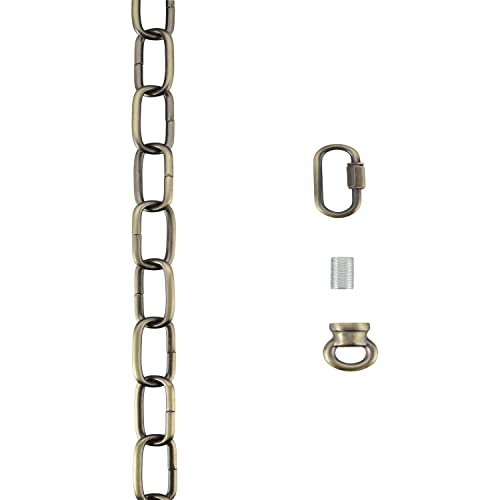 Image of Aspen Creative 21116-51,Steel 15 Feet Heavy Duty Chain & Quick Link Connector for Hanging Up Maximum Weight 50 Pounds-Lighting Fixture /Swag Light /Plant in Antique Brass.9 Gauge.