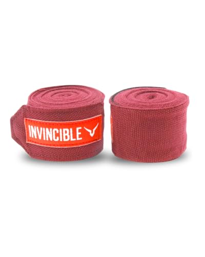 Image of Invincible Mexican Style Semi-Stretch Hand Wraps (Maroon, 2.5 Meter)