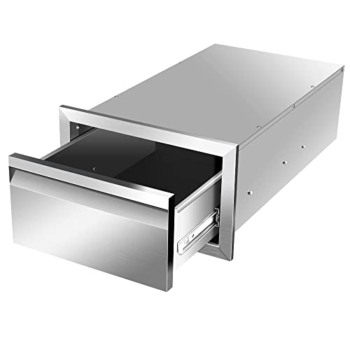 Image of Outdoor Kitchen Drawers 14 inch W x 8.5 inch H x 23 inch D Inch Stainless Steel Flush Mount BBQ Single Drawers for Outdoor Kitchen Island, or Patio Grill Station