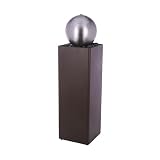 Alpine Corporation CPS188 Indoor Outdoor Modern Metal Orb Water Floor Fountain with River Rock Stone for Patio, Garden and Living Room, 37" H, Brown