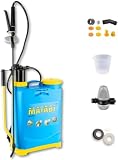 Matabi pulvérisateur de jardin Super Green 16L – Lance fibre de verre – Buses interchangeables – Régulateur de pression – Sangles rembourrées – Réservoir translucide