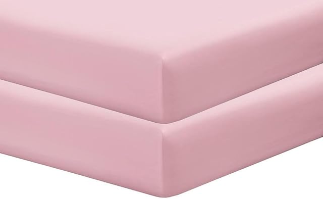 noah's linen Pack of 2 Cot Bed Fitted Sheets 100 % Cotton 200 Threads Count (60 Cm X 120 Cm, Baby Pink)