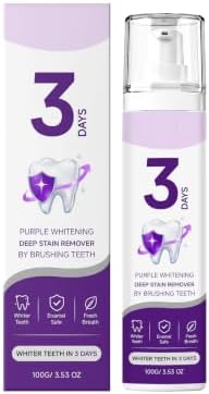 Purple Stain Brightening Toothpaste - Gradually Brightens Smile with Daily Brushing - Color Corrector Teeth Brightening Gel, Surface Stain Remover for Coffee, Tea & Wine, Enamel Safe Care, (100g) - 1