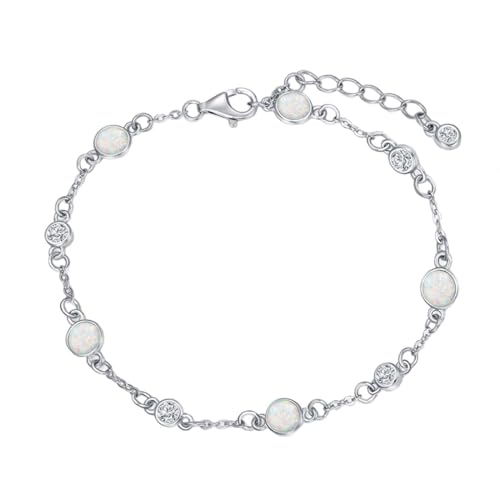 Image of HPQQ Anklet Bracelet for Women 925 Sterling Silver Natural Stone Chain Ankle Bracelet Beach Summer Fine Jewelry Birthday Mothers Day Gifts for Women Her Mom