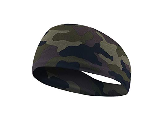 Long-Perfect Moisture Wicking Headbands for Men and Women - Mens Sweatband & Sports Headband for Running, Workouts, Cycling,Yoga & More (Camo)