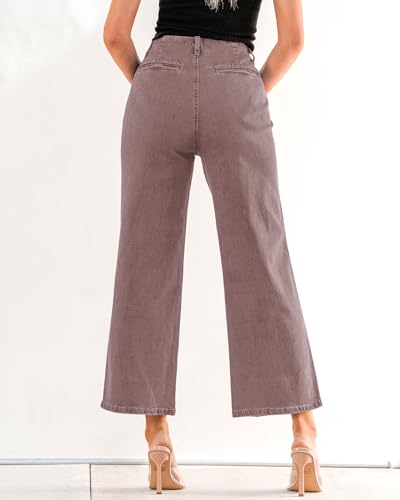 GRAPENT Wide Leg Jeans for Women High Waisted Straight Leg Stretchy Cropped Denim Pants with Pockets Jean Trousers2