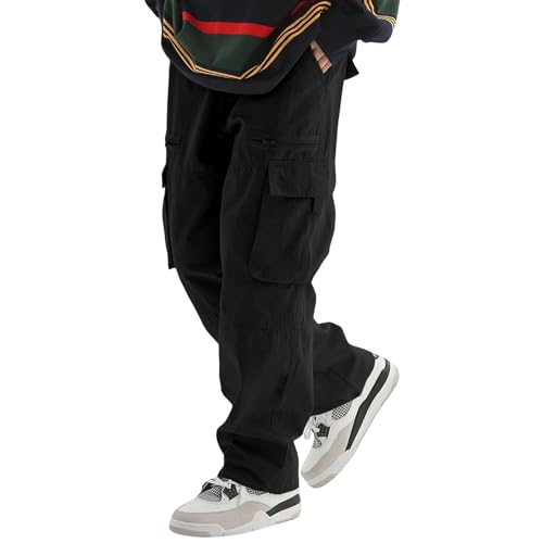 WENKOMG1 Men's Casual Cargo Pants, Outdoor Military Tactical Relaxed Fit Combat Work Pants with Pockets, S-2XL
