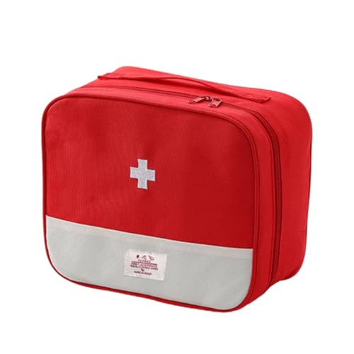 Image of Red First Aid Bag, Medical Bag Empty, Portable Medicine Bag Organizer for Home Outdoor Camping Hiking Travel (Red)