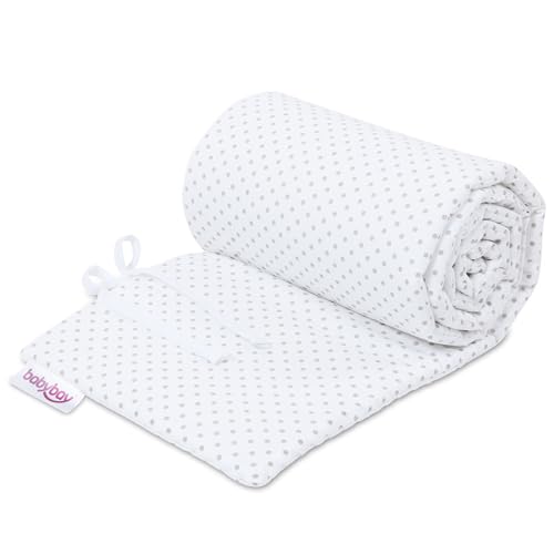 babybay Nestchen Piqué passend für Modell Boxspring XXL weiß Punkte perlgrau