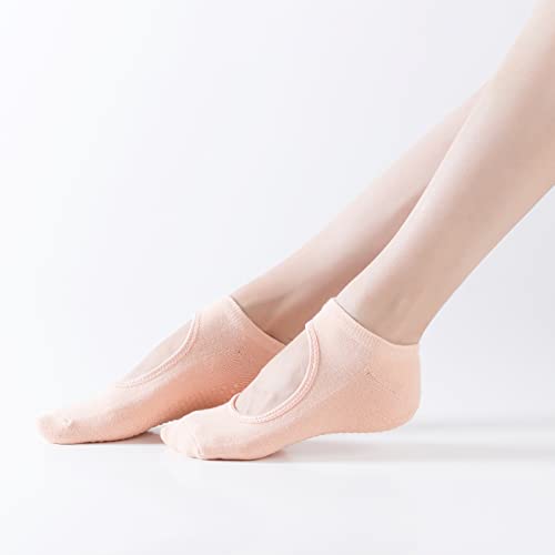 Image of Yoga Pilates Toe Socks Toeless Socks with Grips for Women Non Slip Cushioned Low Cut Ankle Socks for Dance