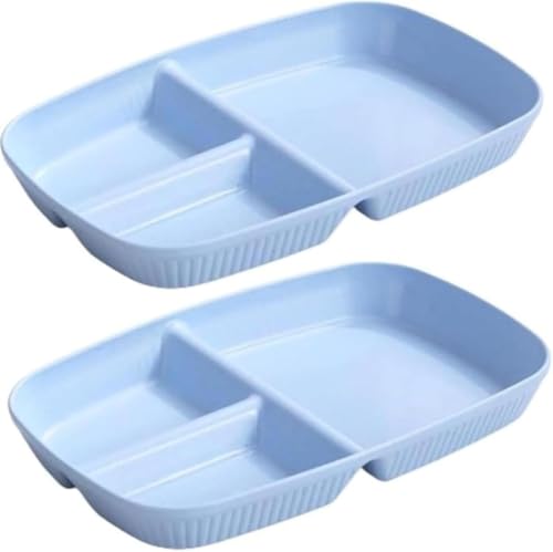 DancJulie10個ランチプレート サラダ皿 仕切り皿 軽い 割れにくい 深め すくいやすい 食器 フード トレイ 皿 クリーム カフェ風 分割ディナートレイランチコンテナフードプレート クリーム 電子レンジ 食洗機対応 子供用食器皿 大人 (ブルー)