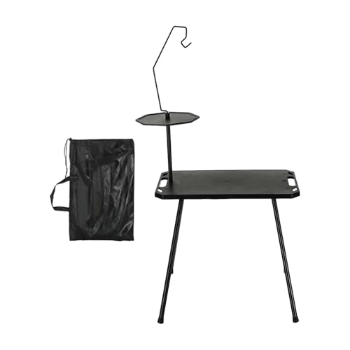 Vaveren Foldable Camping Table Compact Stand Lightweight with Carry Bag Picnic Cooking Desk for Patio Fishing Parties Garden Barbecue, with Light Holder