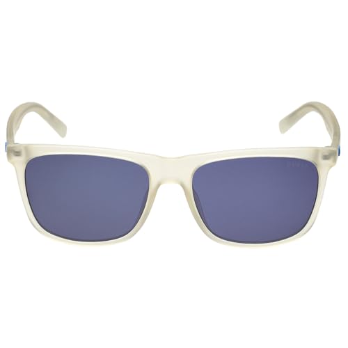 Image of Guess|Transparent Full Frame Square Sunglasses|100% UV Protected (Uv 400) Blue Lens|Men's|Large|GU00024 26V 56 S