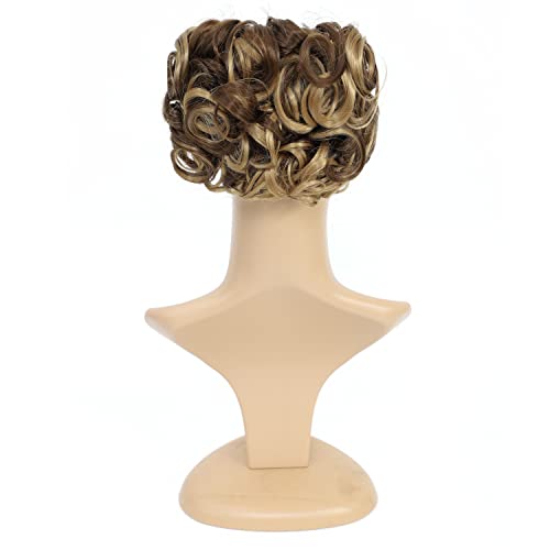 Swacc Short Messy Curly Dish Hair Bun Extension Easy Stretch Hair Combs Clip In Ponytail Extension Scrunchie Chignon Tray Ponytail Hairpieces (Dark Blond Brown Mixed -9H19#) #TOP5