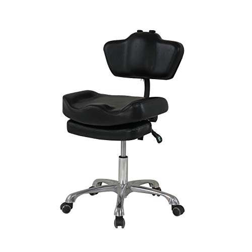 Tatartist Tattoo Artist Chair Saddle Stool Chair With Back Ergonomic Rolling Esthetician Seat Adjustable Stool With Wheels Portable Salon Chair Hydraulic Beauty Office Chair (Black) #TOP3