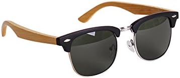 Helio Ferretti Bambu Hipster Glasses with UV400 Polarized Polycarbonate Lenses for Men Women (Black Bamboo)