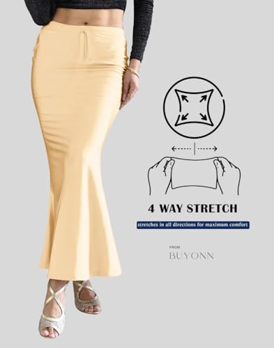 Image of Saree Shapewear Petticoat for Women, Stretchable Saree Shaper, Fish Cut Underskirt Saree, Ready Wear Saree Innerwear,Saree Skirt for Women, Shape Wear Dress for Sarees (in, Alpha, S, Purple)