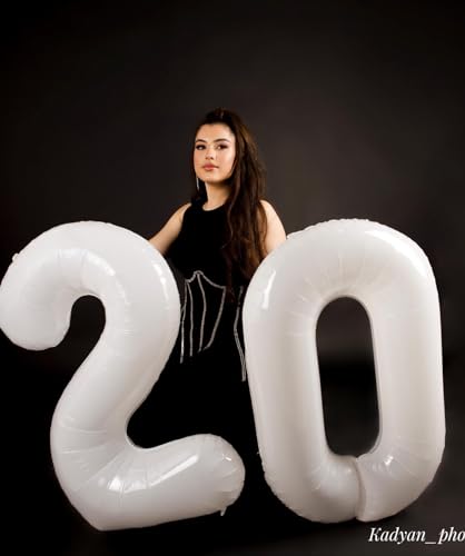 Image of White Number 12 Balloon 40 inch, 12 Number Balloons, 12th White Birthday Decorations 12 Year Old Party Supplies
