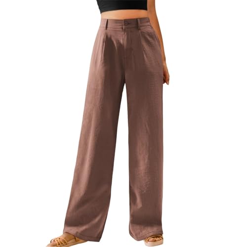 Women Wide Leg Dress Pants High Waisted Button Down Straight Pants Loose Casual Work Trousers Fall Business Clothes