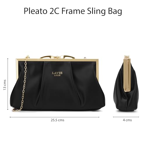 Image of Lavie Luxe Women's Pleato 2-Compartment Frame Cross Body Sling Bag | Ladies Purse Handbag | Gift for Women