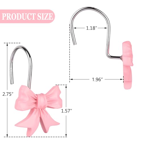 12 pcs Bow Knot Shower Curtain Hooks,Home Decorative Shower Curtain Rings - image 3