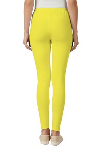 Image of Women's Cotton Lycra Ankle Length Leggings | Regular Rise, Soft 4 Way Stretch Fabric | Casual & Ethnic Wear