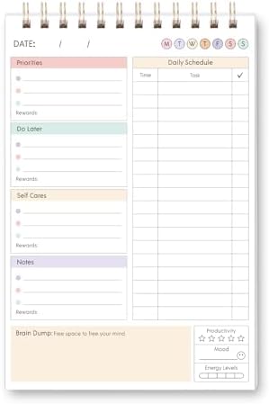 ADHD Daily Planner for Neurodivergent Adults, 60 Sheets Undated P...