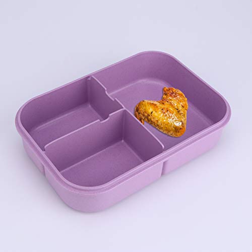 Cabilock Caixa de Almoço Bento Palha de Trigo 3 Compartimento Hermético Recipiente de Armazenamento