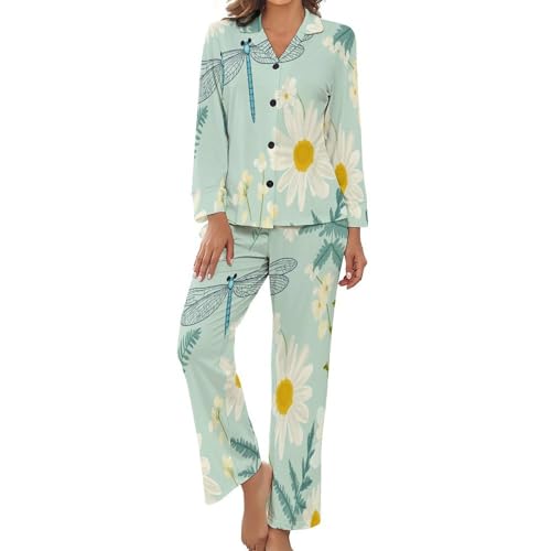 Pyjama deux pièces anti-transpiration manches longues pour nuit d'été grande taille