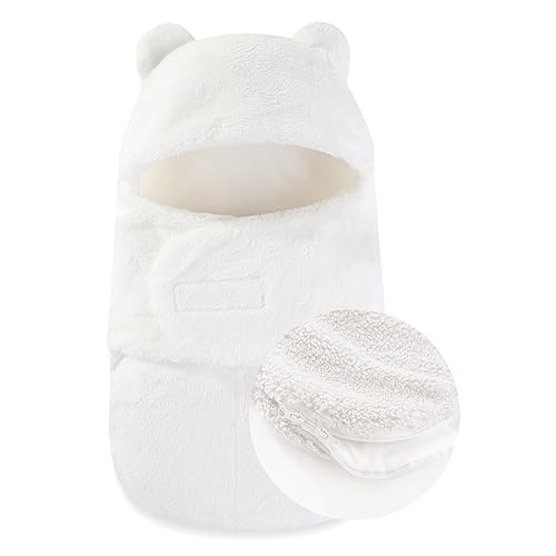 Image of AiWMGL Baby Winter Fleece Swaddle Blanket 0-3 Months Boys Girls Warm Adjustable Newborn Swaddling Wrap Soft Plush Sleeping Sacks