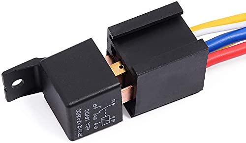 fCW ESMA Car Relay with Harness Truck Motor Heavy Duty 5-Pin 80A 12V Relay OnOff Normally Open SPDT Relay Socket Plug 5 Wire Automotive Relay 80A 14VDC (80A)