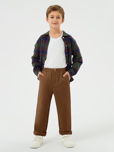 Image of Haloumoning Boys School Uniform Chino Pants Kids Twill Pants 5-14 Years