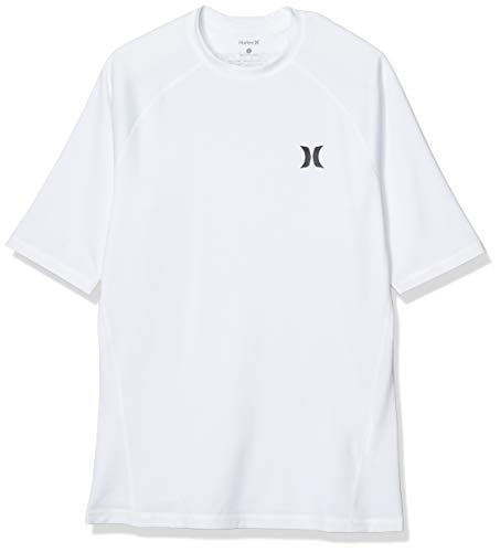 Hurley Men's Short Sleeve Pro Light Quick Dry Sun Protection Rashguard Shirt, White, L
