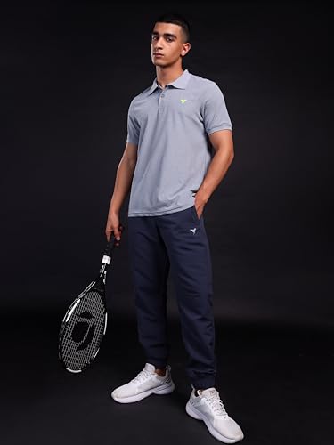 Image of TECHNOSPORT Men's Polyester Slim Fit Self-Design Short Sleeve Polo Matpiq T-Shirt with Anti Microbial, Techno Dry for Regular and Casual Use