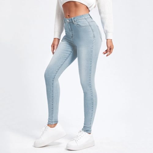 Generisch Skinny Jeans Damen High Waist,Damen Jeggings Stretch - Slim Fit Skinny Jeans mit Hoher Taille Lässige Stylische Denim Hose für Frauen Female Bequem & Dehnbar Pant...