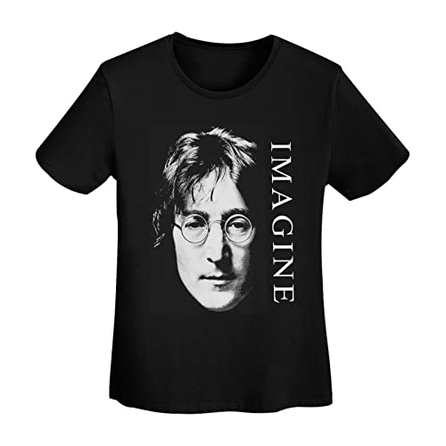 Wkkout John Lennon Imagine T-shirt pour femme 100 % coton classique Noir Taille S à XXL - Les Beatles, Paul McCartney, John Lennon, RIngo Starr, George Harrison Wkkout John Lennon Imagine T-shirt pour femme 100 % coton classique Noir Taille S à XXL – Image 7