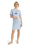 C&A Damen Nachthemd Umstandsmode Straight/Gerader Schnitt Baumwolle Motivprint hellblau XL