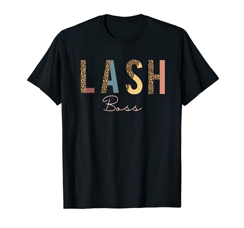 Lash Babe Boss Hustler Artist Tech Eyelash Extention Leopard T-Shirt